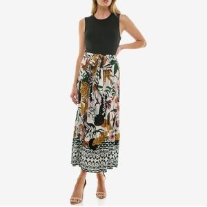 NWT Fig + Flower Tank Dress with tie belt  floral animal print Size Medium